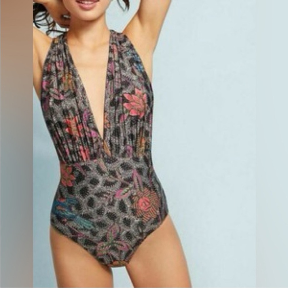 NWOT Allihop by Anthropologie Floral Plunge Swimsuit